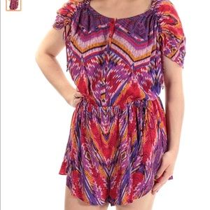 Free People Purple Red Yellow Tribal Romper Large